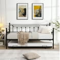 thumbnail image 2 of PAPROOS Twin Size Daybed with Trundle Included, Heavy Duty Metal Daybed Frame with Pull-out Trundle Bed, No Box Spring Needed, Black, 2 of 9