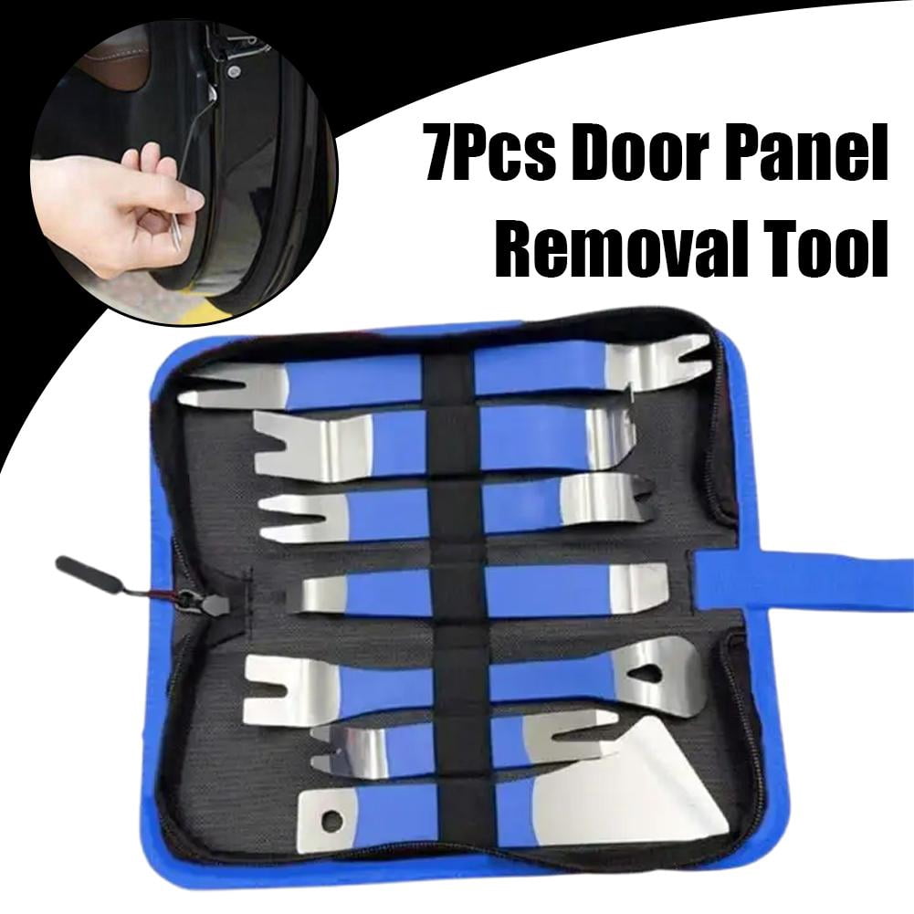 7Pcs Auto Trim Removal Tool Kit,Steel Car Repair Pry Plate Tools,Auto Fastener Remover Set for Panel, Audio, Dashboards, Window, Clip and Upholstery Removal