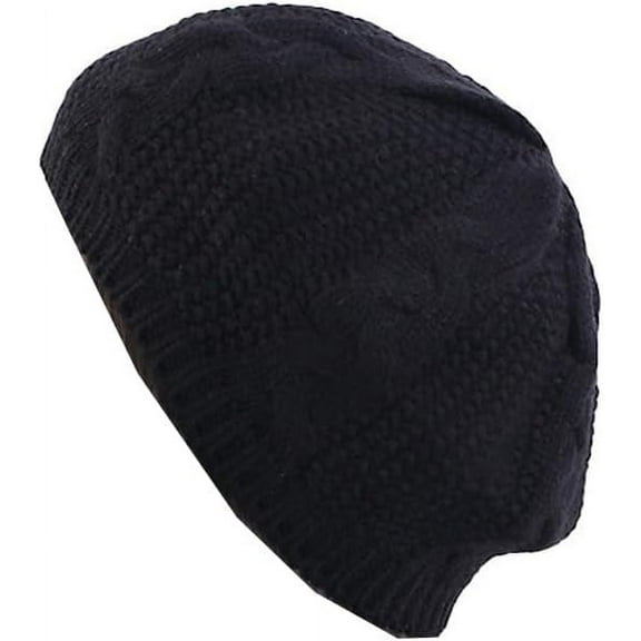 LinYooLi Cable Knitted Beret Hat for Women French Style Artist Hat Winter Warm Crochet Beanie Cap
