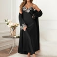 thumbnail image 2 of HJYCHN Elegant Women's Long Satin Nightgown and Robe Two Piece Loungewear Set Comfortable Sleepwear for Cozy Evenings Black L, 2 of 3