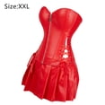 thumbnail image 2 of Conjunto de corsé steampunk de piel sintética punk rock para mujer, corpiño de acero gótico retro con falda, 2 of 6