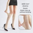 thumbnail image 2 of G&Y 4-Pair Women‘s Knee High Stockings, Grid Pattern, 50D  Semi-Sheer, Nude, 2 of 5
