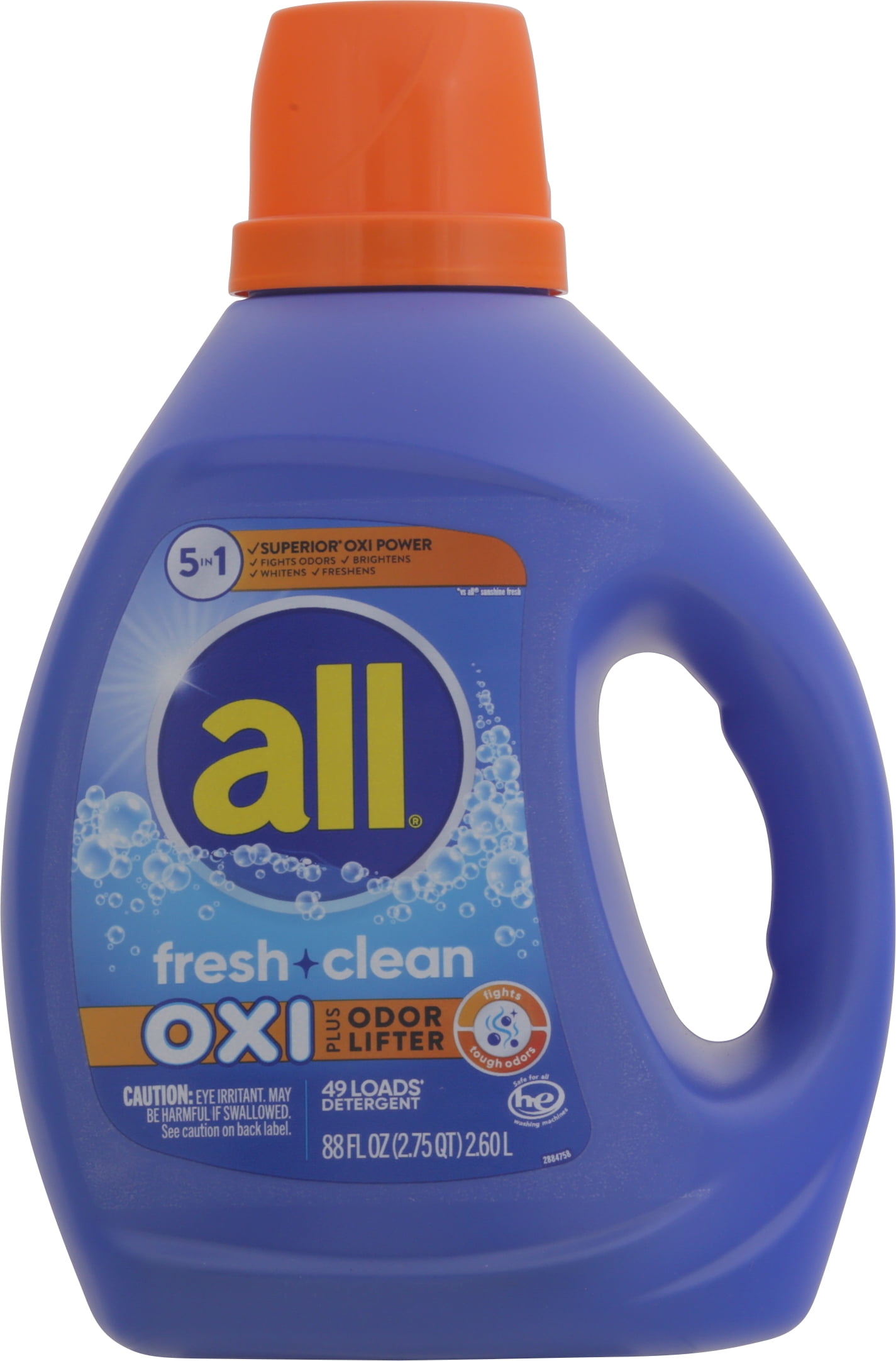 All, Fresh Clean Liquid Laundry Detergent Oxi Plus Odor Lifter, 88 Fl Oz