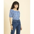 thumbnail image 2 of MoomayaWomens PrintedCotton Shirt Top, Square NeckPuffedSleeves Summer Short Top, 2 of 8