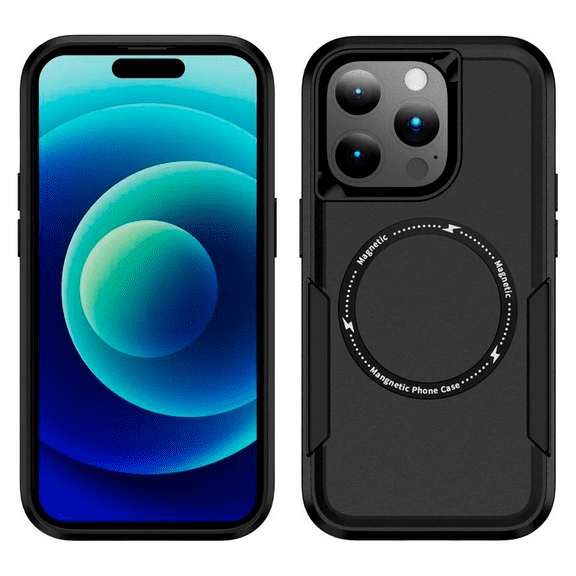 Entronix Magnetic Heavy Duty Sleek Case Designed for iPhone 16 Pro Max Shockproof Drop-Proof, Black