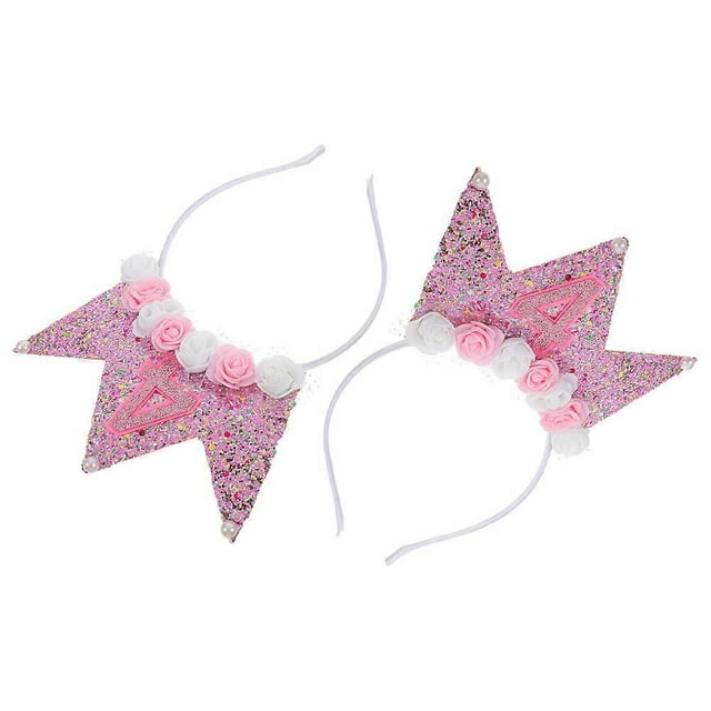 Children's Birthday Crown Princess Headbands for Party 2Pcs Glitter Tiara