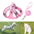 thumbnail image 7 of Reflective dog collar Durable dog collar mesh Breathable Vest Style Braces and Lead Rope Adjustable Dog Chest Back Set (Pink), 7 of 7
