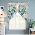 thumbnail image 6 of Teal Coastal Crab Kitchen Window Curtains, Swag Curtains Valance for Bedroom Living Room Bathroom, Vintage Summer Beach Nautical Coral Rod Pocket Window Curtain Block Drapes 2 Panels 28"x36", 6 of 9