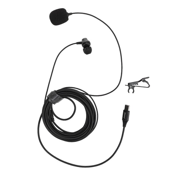 Lavalier Microphone 9.8ft Type C with Windproof Foam Cover Lavalier Condenser Mic for Live Streaming
