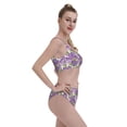 thumbnail image 4 of Vsdgher Womens High Waisted Bikini Sets Two Piece Swimsuit Violets Flowers Print Tummy Control Bathing Suit-X-Large, 4 of 8
