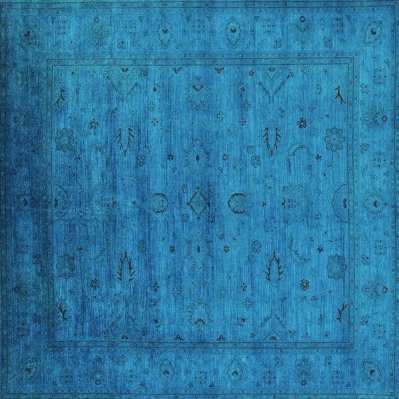 Ahgly Company Indoor Square Oriental Turquoise Blue Industrial Area Rugs, 6' Square