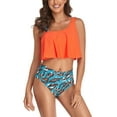 thumbnail image 1 of Faithtur Family Matching Swimwear Mom and Daughter Patchwork Bra Ruffled Tops with Briefs Beachwear, 1 of 7