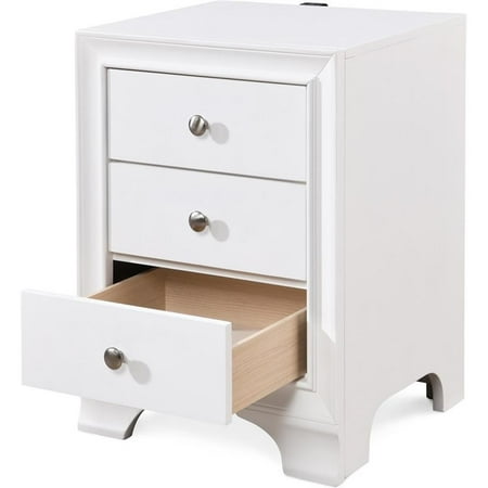 Click Decor - Edmond Traditional Wood 3-Drawer Night Stand - White