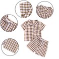 thumbnail image 4 of WOLLED 6M-4T Baby Toddler Boy Summer Plaid Shirt Outfits Short Sleeve Cotton Linen T-Shirt Tops Casual Shorts Set 2PCS Outfits, 4 of 10