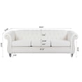 thumbnail image 3 of 3 Seat Sofa Couch Polyester Rolled Arm Sofa with Silver Studs Trim and Solid Wooden Legs, Super Classic Living Room Sofa with Supple Fabric, Chaise Lounge Sofa TV Sofa Upholstered Arm Sofa, 3 of 9