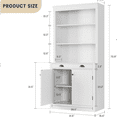 thumbnail image 3 of 70.9"White Kitchen Pantry with Microwave Shelf,Farmhouse Kitchen Hutch Bar Cabinet with LED Lights&Sliding Barn Doors for Dining Room, 3 of 6