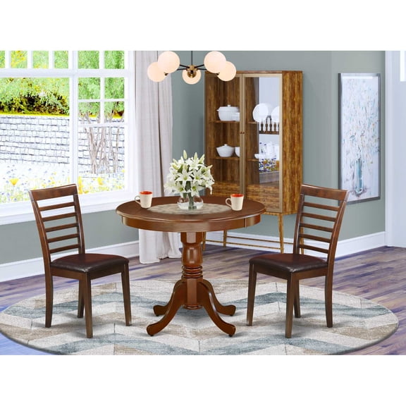 East West Furniture Dining Room Set Mahogany, ANML3-MAH-LC