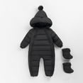 thumbnail image 2 of CUZIBR Baby Girl Winter Outfits Thick Lined Paded Snow Coat One-Piece Hooded Long Sleeve Solid Zipper Up Jacket Windproof Warm Jumpsuit Outwear With Shoes Fall Winter Outfits,Black,18-24 Months, 2 of 3