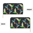 thumbnail image 3 of Leather Thin Slim Wallets for Women Men - Blue Green Hummingbird Clutch Card Wallet for Women Men with Zipper, 3 of 7