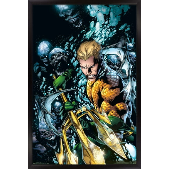 DC Comics - Aquaman - Trident Wall Poster, 14.725" x 22.375", Framed