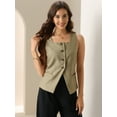 thumbnail image 4 of DARING DIVA Women's Trendy Button Down Sleeveless Suit XS Khaki, 4 of 6