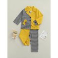 thumbnail image 3 of Qiylii Girls Color Block Clothes Set, Long Sleeve Lapel Shirt Jacket+Trousers, 3 of 8