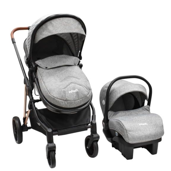 Carriola Con Portabebé Infanti Ana Plegado Compacto Gris