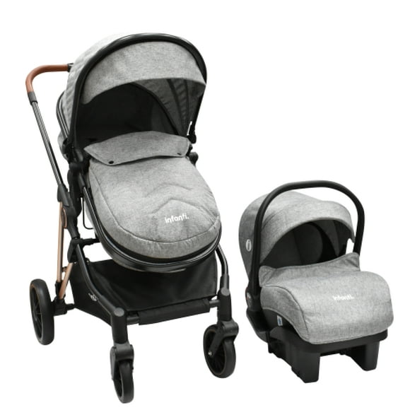 Carriola Con Portabebé Infanti Ana Plegado Compacto Gris