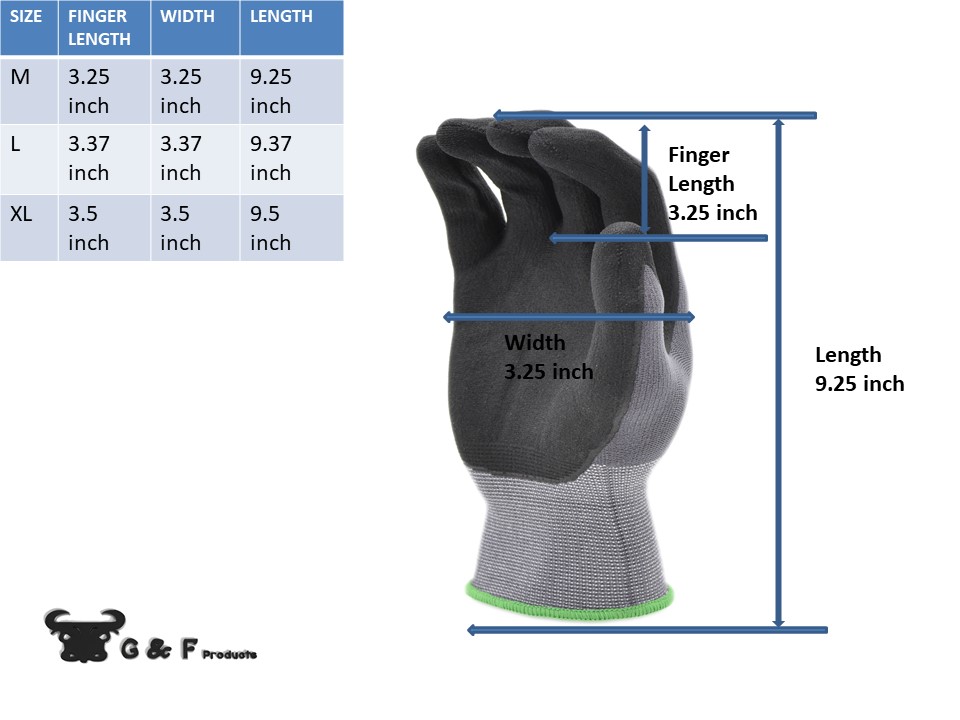 G & F Products Knit Nylon Gloves 1529L-12, Micro Form Nitrile Grip, 12 Pack, Large - image 5 of 7