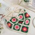 thumbnail image 4 of Pañuelo para el pelo con flores, bandana de ganchillo, verde, rojo, algodón, vintage, de verano, tejido con flores, lazo triangular, pañuelo para la cabeza, diademas, pañuelo para la cabeza, 4 of 9