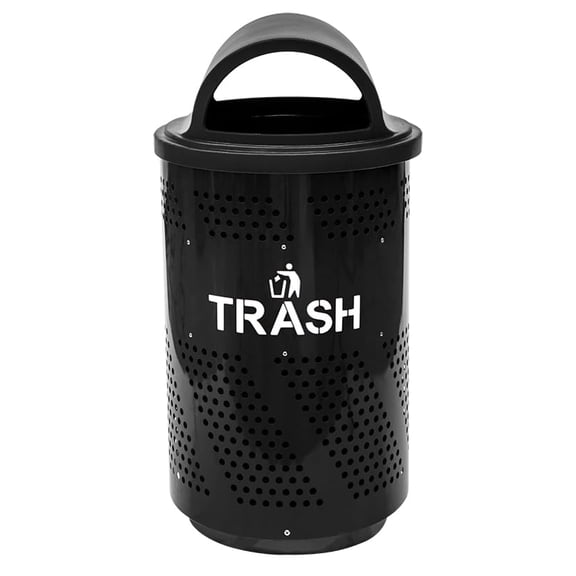 Sturdy Essentials Large 51 Gallon Outdoor Metal Trash Can for Public Spaces, Sporting Arenas, Commercial Spaces - Black Trash