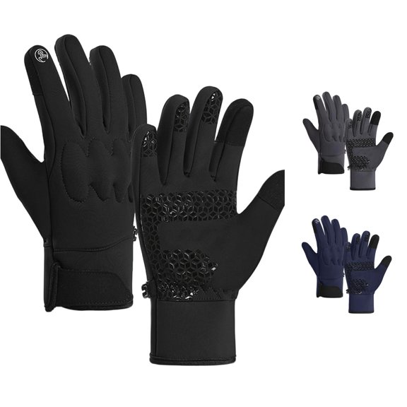 PMVFHDE Gloves & Mittens All Season Touchscreen Softshell for Cycling Skiing Outdoor Sports Windproof Thermal Insulated Cold Weather Performance Black - L