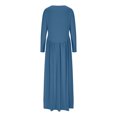 thumbnail image 5 of Women Long Sleeves Dresses Ladies' Casual Loose Solid Color Round Neck Long Dresslong Sleeved Round Neck And Ankle Dress Deals Navy, 2XL, 5 of 8