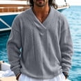 thumbnail image 5 of Sweaters Zaewscy Men's V‑Neck Cable Knit Sweater Long Sleeve Loose Casual Pullover Jumper Gray XL, 5 of 9