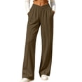 thumbnail image 2 of Women's Solid Color Casual Sporty Elastic Waistband Track Pants With Pockets Comfortable Loose Fit Daily Wear, 2 of 7