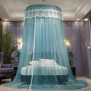 Yhmxh Large Bed Canopy - Luxurious Princess Bed Curtain Net for Girls & Adults, Canopy Bed Curtains Round Lace Dome Cover for Girls Boys Adults, Bedroom Decoration Bed Canopy(Blue)