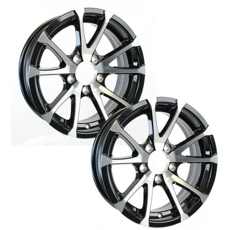 eCustomrim 2-Pack Aluminum Trailer Wheels 15X5 15" Rim Black and Machined 5 Lug T07