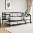 thumbnail image 3 of Gzxs Modern Metal Daybed with Trundle, Heavy Duty Steel Slat Support Sofa Bed with Headboard, No Box Spring Needed, Twin Size, Black, 3 of 9