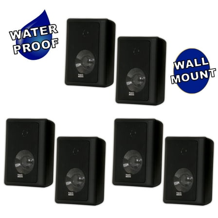 Acoustic Audio 151B Indoor Outdoor 2 Way Speakers 1800 Watt Black 3 Pair Pack 151B-3Pr