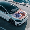 thumbnail image 4 of Uorisanigo Vintage American Flag Horse Auto Hood Cover Removable Waterproof Car Hood Flag Cover Straps Reinforcement Hood Wrap Blanket for Most Sedans Outdoor Decoration, 4 of 7