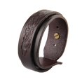 thumbnail image 1 of Patrón de de cuero ancha vintage para hombre marrón Sunnimix Brazalete de pulsera de múltiples capas, 1 of 8