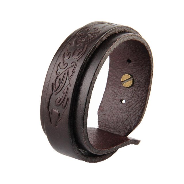 Patrón de de cuero ancha vintage para hombre marrón Sunnimix Brazalete de pulsera de múltiples capas