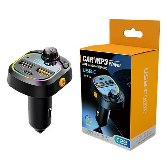 Car Bluetooth Mp3 Player, Fm Transmitter With Fast Charging, 5V 3.1A Usb Output For Vehicle Audio And Device Charging, 3.14X1.96X1.96In 0.11Lb