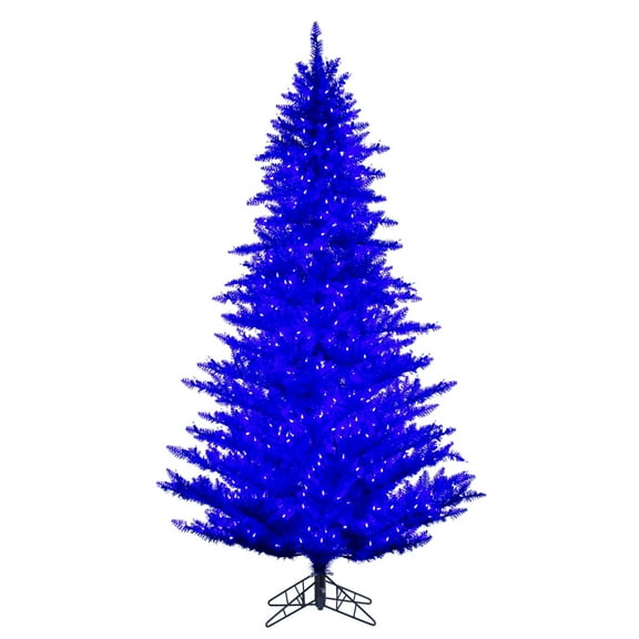 Vickerman 7.5' x 52" Blue Artificial Pre-Lit Christmas Tree with LED Lights and Step On/Off Foot Switch
