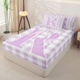thumbnail image 2 of Catabedysis Modern Geometric Plaid Zipper Twin Comforter Sets with Fitted Sheet and 2 Pillowcases,Bowknot Monogrammed R Design Zipper Bedding Set For Girls,Colorful Stars Reversible,4 Pieces, 2 of 7