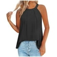 thumbnail image 2 of BSDJILFG Womens Tops Casual Crew Halter High Neck Sleeveless Pleated Blouses Summer Clearance S-XXXL, 2 of 3