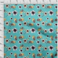 thumbnail image 3 of oneOone Georgette Viscose Turquoise Blue Fabric Flower & Leaves Watercolor Fabric For Sewing Print Craft Fabric By The Yard 42 Inche Wide, 3 of 4