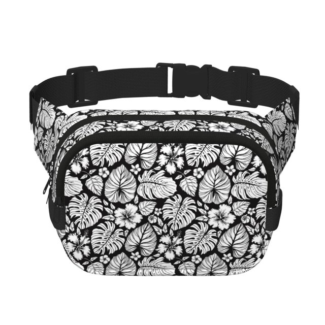 Fotbe Tropical Leaves Cangurera Cuadrada con Estampado de Doble Capa, Bolsa de Cintura Ajustable Mini para Hombres y Mujeres