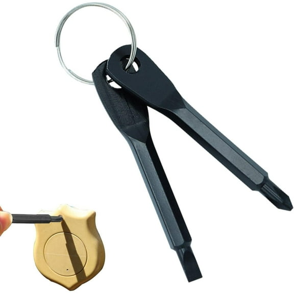 Screwdriver Keychain - Travel Screwdriver - Stainless Steel Screwdrivers Flathead Cross Head with Key Mini Screwdriver Multifunction for Outdoor Tool