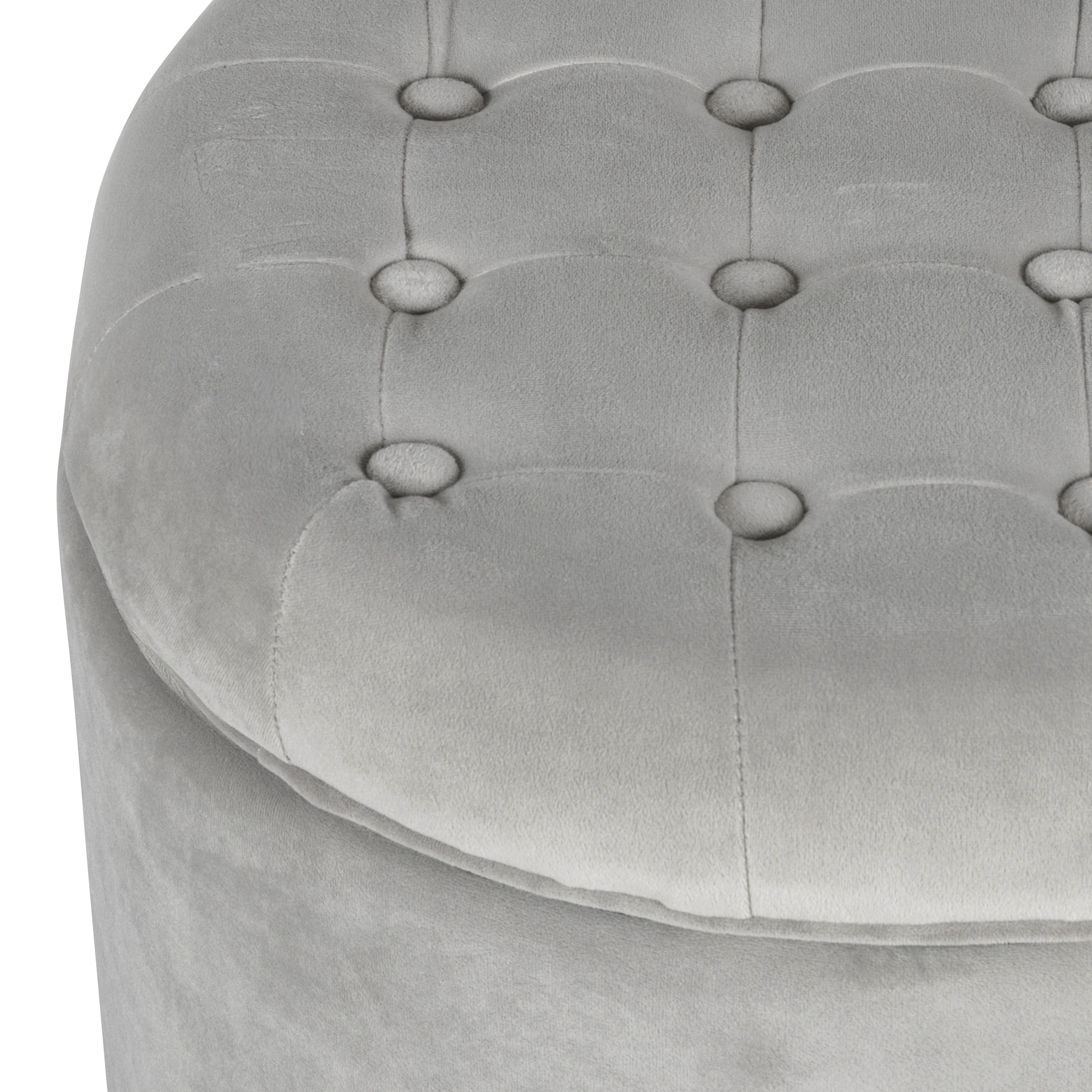 Button Tufted Velvet Upholstered Wooden Ottoman with Hidden Storage Light Gray and Brown - Saltoro Sherpi